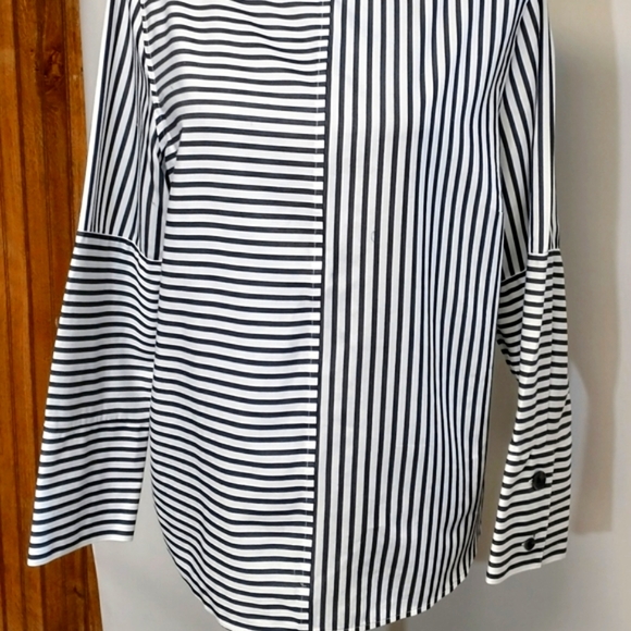 Chico's Blouse Top Black/White Striped Size 2 (L) - Picture 7 of 7